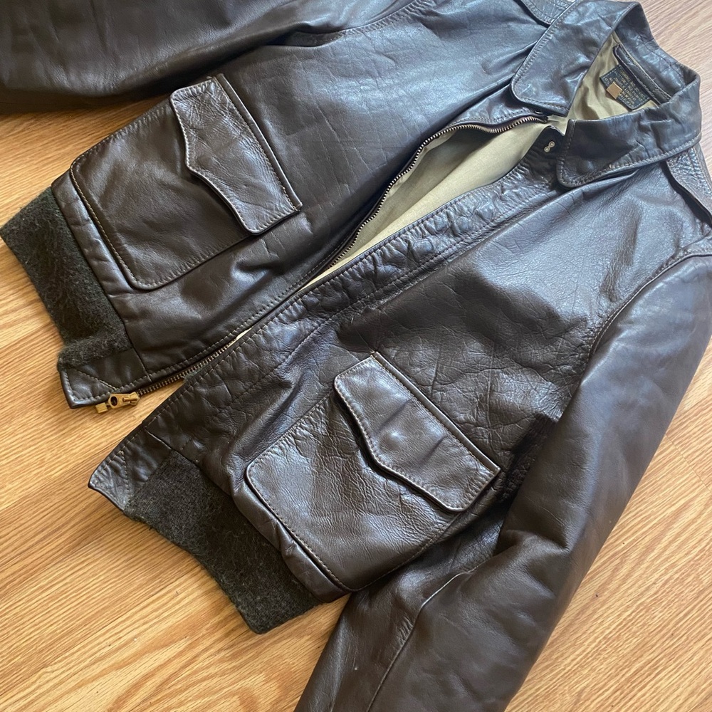 Avirex Brown Leather Bomber Jacket